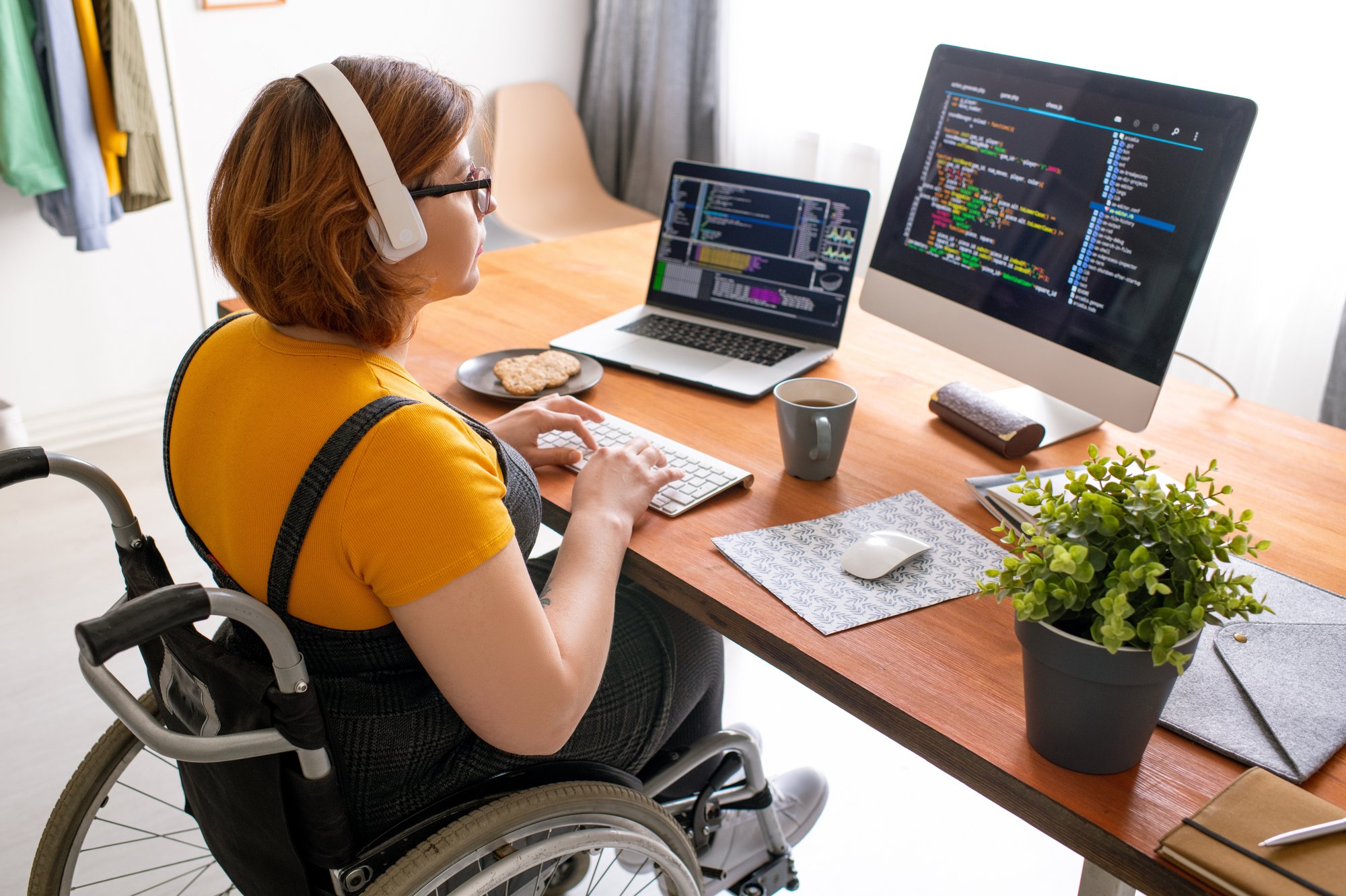 Female wheelchair user coding